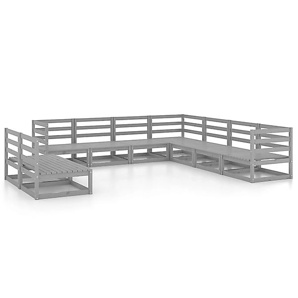 vidaXL 9-tlg Garten-Lounge-Set Grau Kiefer Massivholz Modell 20 günstig online kaufen