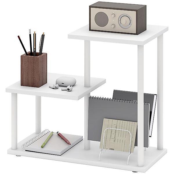 HOMCOM Regal Holzoptik Bücherregal mit 3 Ebenen Modernes Design Metallstruk günstig online kaufen