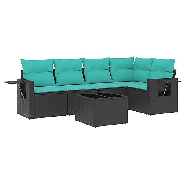 vidaXL 6-Tlg Gartensofa-Set mit Kissen Schwarz Polyrattan 3220136 günstig online kaufen