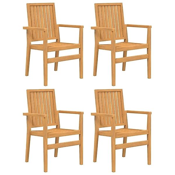 vidaXL Gartenstühle 4 Stk Stapelbar 56,5x57,5x91 cm Massivholz Teak 3157901 günstig online kaufen