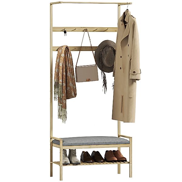 HOMCOM Garderobenständer Garderobe mit Schuhbank, Haken, günstig online kaufen