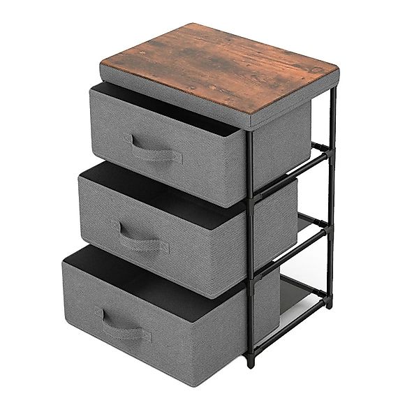 Costway Nachttisch mit 3 Schubladen Metallrahmen 40 x 30 x 62 cm Grau günstig online kaufen