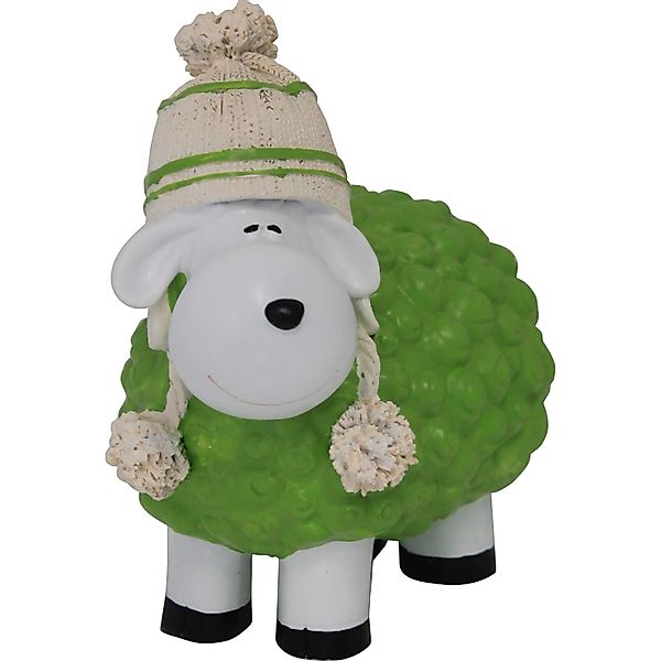 Gartenfigur Schaf mit Bommelmütze 19,5 cm Grün günstig online kaufen