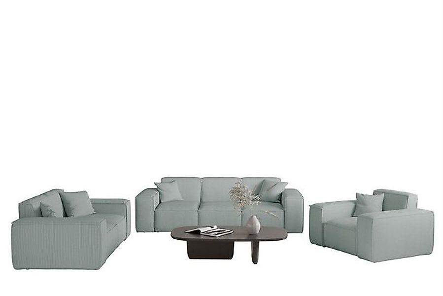 Fun Möbel Polstergarnitur Sofaset Designersofa CELES PREMIUM 3-2-1 in Stoff günstig online kaufen