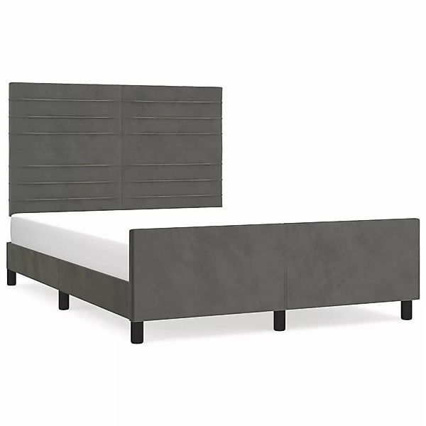 vidaXL Bettgestell Bettrahmen mit Kopfteil Dunkelgrau 140x190 cm Samt Bett günstig online kaufen