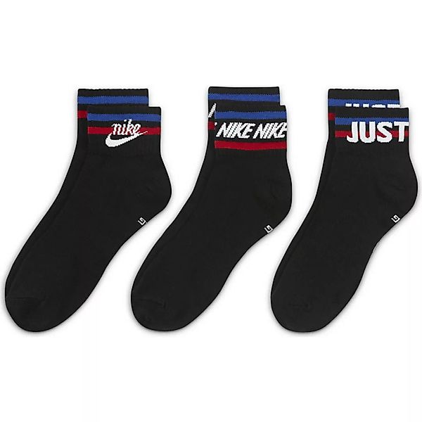 Nike Sportswear Essentials Ankle 3 Paare Socken EU 42-46 Black / White / Ga günstig online kaufen