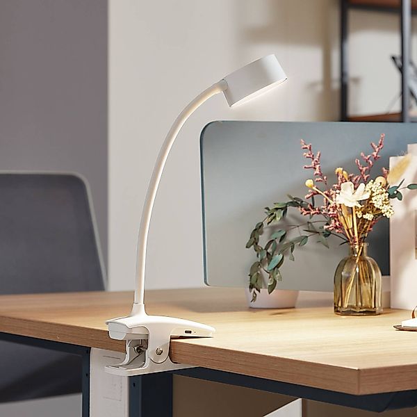 Lindby Klemmleuchte Maori, LED, Metall, Weiß Farbwechsel warmweiß / tagesli günstig online kaufen