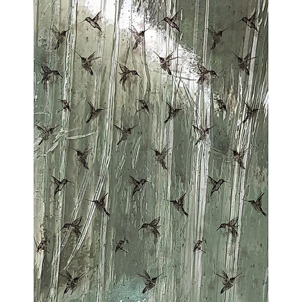 Marburg Vliestapete Kolibri Crushed-Optik Modern 270 cm x 210 cm Grün günstig online kaufen