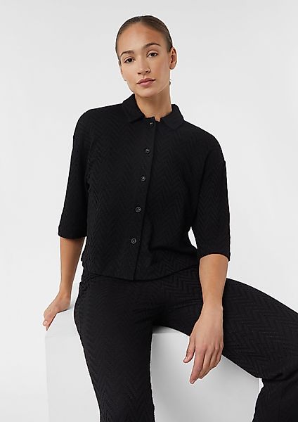 Comma Kurzarmshirt Cropped Overshirt mit Ajourmuster günstig online kaufen