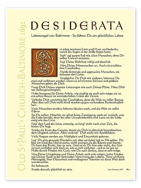 Posterlounge Poster Dirk H. Wendt, Desiderata günstig online kaufen