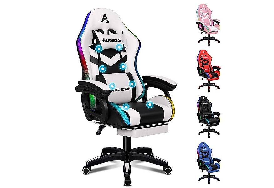 ALFORDSON Gaming-Stuhl Ergonomisch, Gamer Stühle mit Lendenwirbelkissen, Ko günstig online kaufen