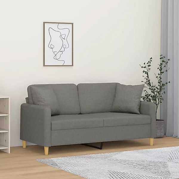Vidaxl 2-sitzer-sofa Mit Kissen Dunkelgrau 140 Cm Stoff günstig online kaufen