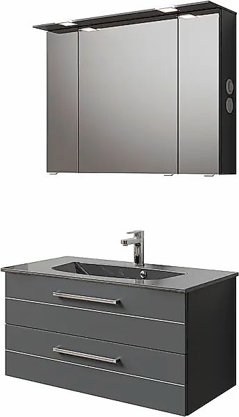 Saphir Badmöbel-Set »Serie 6025 2-teilig Mineralmarmor-Waschtisch mit LED-S günstig online kaufen