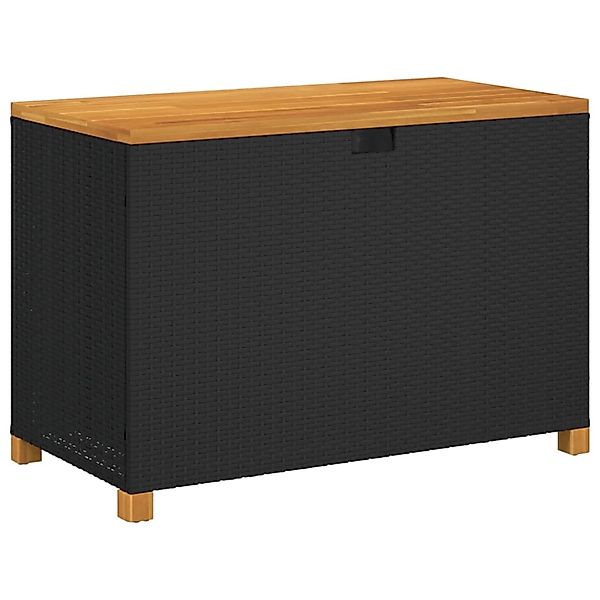 vidaXL Gartentruhe Schwarz 110x55x63 cm Poly Rattan Akazienholz günstig online kaufen