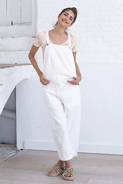 Latzhose Aus Bio Baumwolle - Jumpsuit Kandi Natural Color - Weiß günstig online kaufen