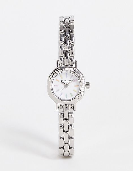 Olivia Burton – Schmale Armbanduhr in Silber-Bunt günstig online kaufen