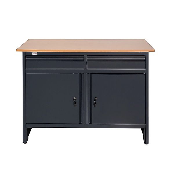 Jet-Line Werkbank Smolensk in Anthrazit 120 cm 2 Schubladen und 2 Abschließ günstig online kaufen