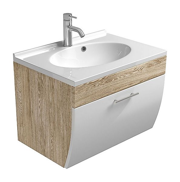 Magnolia Home Waschtisch Badmöbel Anolas 70cm mit weißer Klappe & eiche hel günstig online kaufen