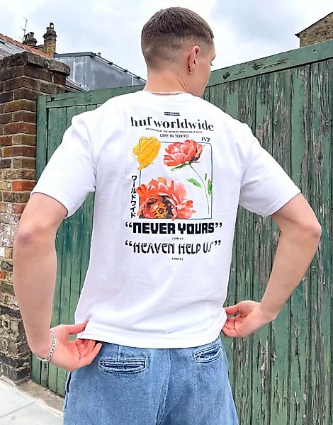 HUF – T-Shirt mit „Never Yours“-Print in Weiß günstig online kaufen
