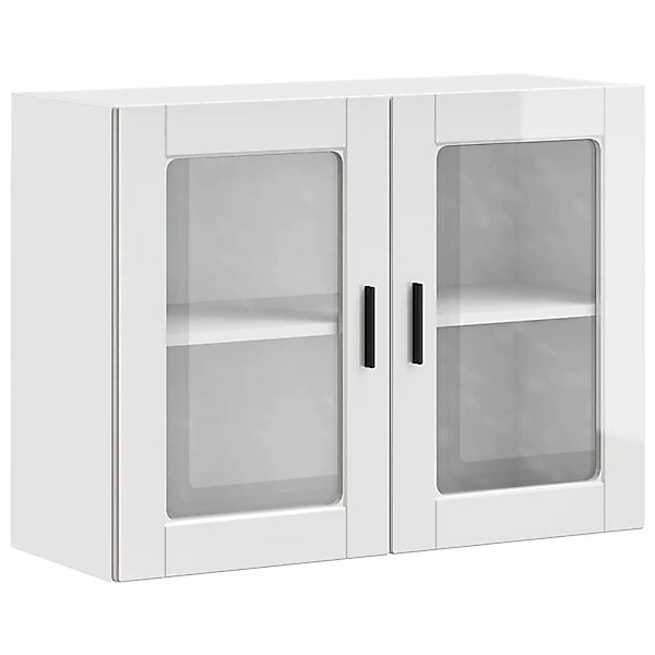 vidaXL Küchen-Hängeschrank mit Glastür Porto Hochglanz-Weiß 854089 günstig online kaufen