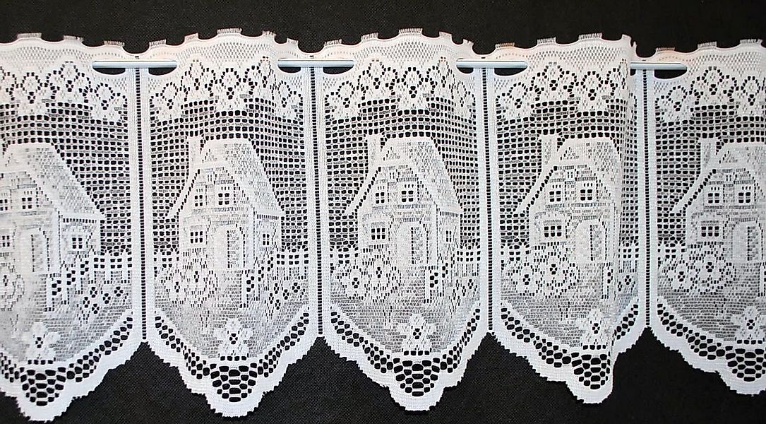 Gardinen Kranzusch Scheibengardine Häuser (1 St), Stangendurchzug, transpar günstig online kaufen