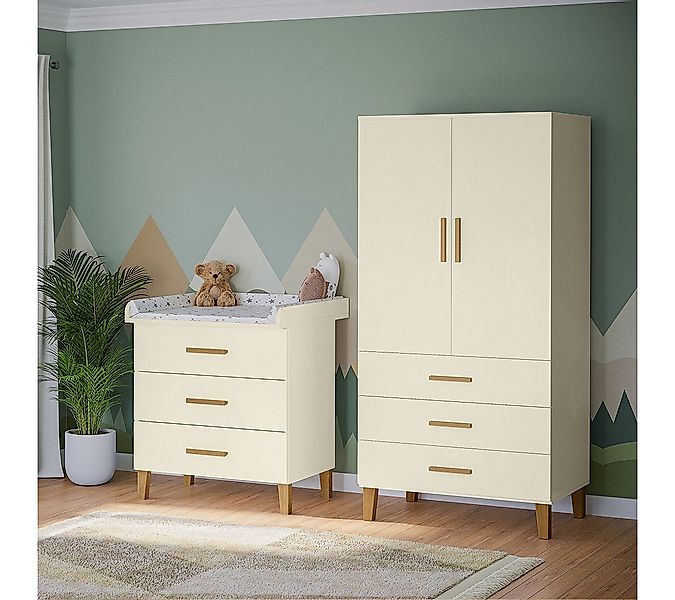 Bellabino Babymöbel-Set Liri, (Beige/Natur, 2-tlg., Wickelkommode und Kleid günstig online kaufen