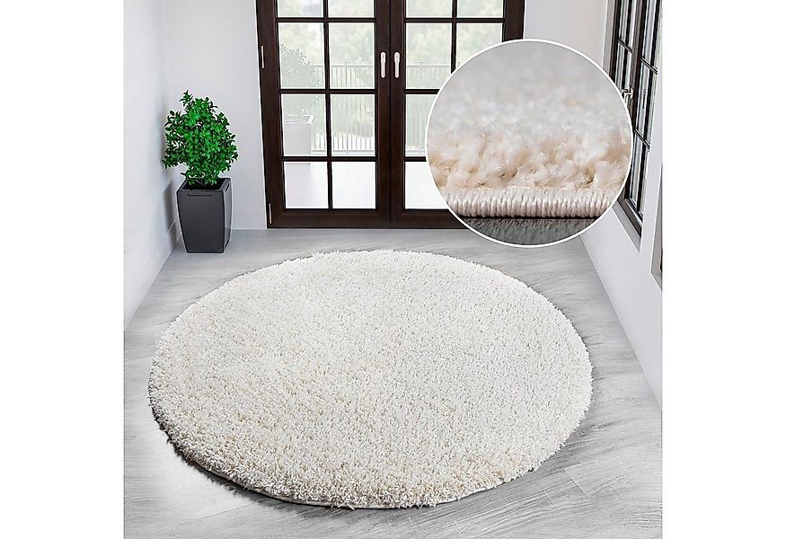 my home Teppich Viva rund, rund, Höhe: 45 mm, Uni-Farben, einfarbig, besond günstig online kaufen