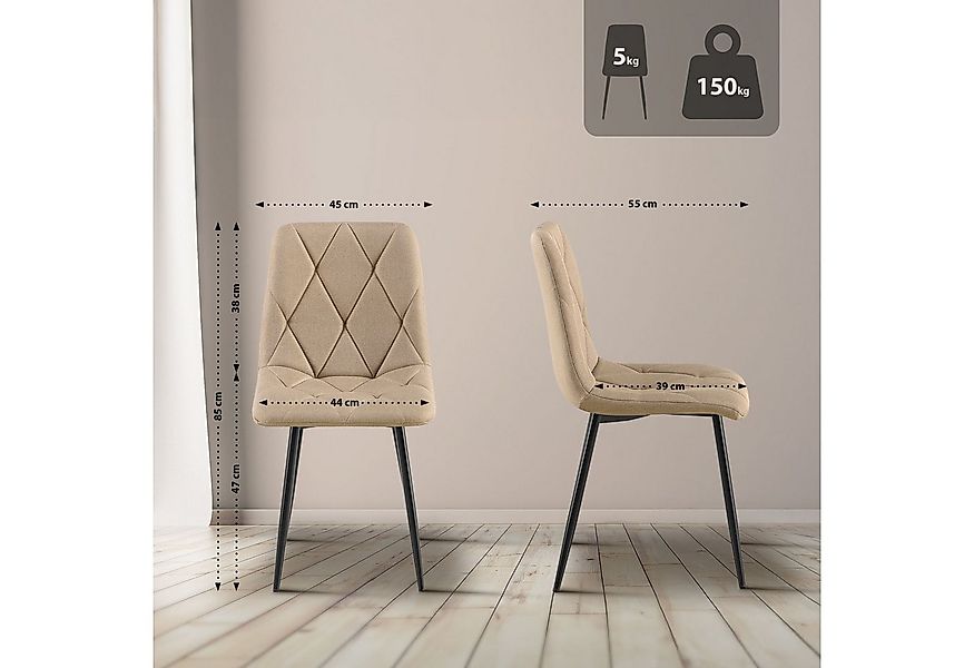 CLP Esszimmerstuhl Clairton (2er Set, 2 St), mit Stoff- oder Samtbezug, Met günstig online kaufen