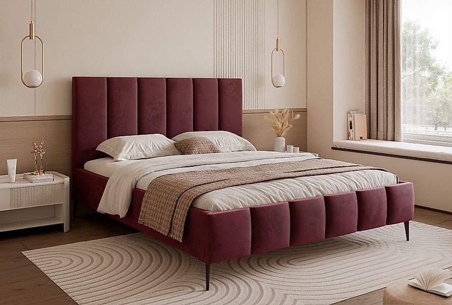 Goldstoff Polsterbett Elegantes Bett mit hohem günstig online kaufen