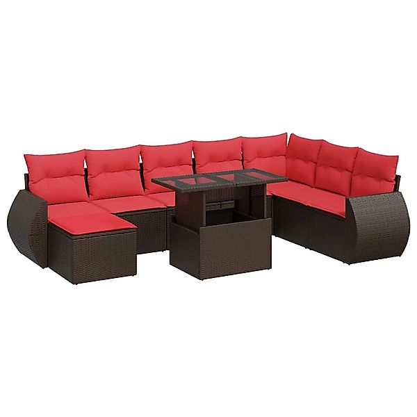 vidaXL 9-Tlg Garten-Sofagarnitur mit Kissen Braun Poly Rattan Akazie 332669 günstig online kaufen