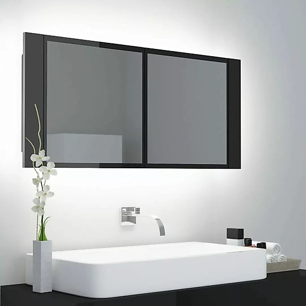 Led-bad-spiegelschrank Hochglanz-schwarz 100x12x45 Cm günstig online kaufen