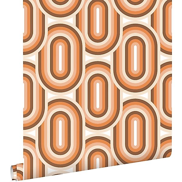 ESTAhome Tapete Retro-Ornamente Orange und Braun 50 x 900 cm 130983 günstig online kaufen