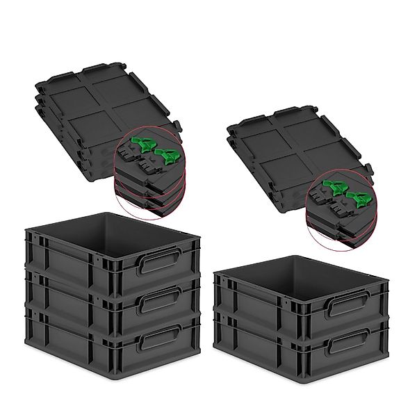 PROREGAL SuperSparSet 5x Eurobox Nextgen Grip Mit Scharnierdeckel Und Grüne günstig online kaufen