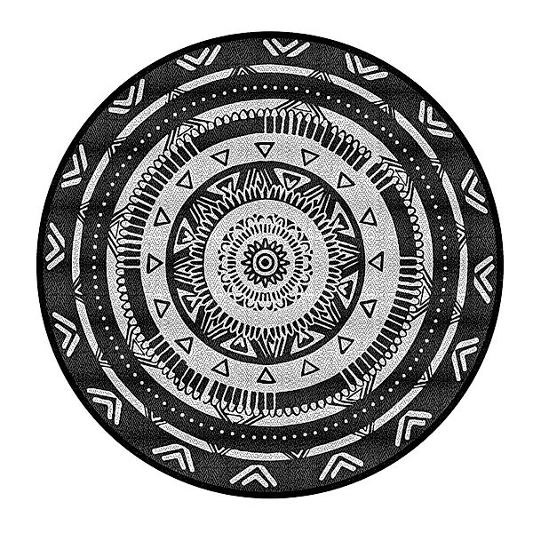 EVOCAMP Outdoor-Teppich Rund 240 cm Schwarz-Weiß Wetterfest Picknickdecke K günstig online kaufen