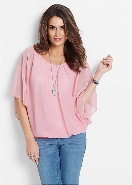 bonprix Chiffonbluse "Chiffonbluse mit Untertop" Oversize-Passform, für fes günstig online kaufen