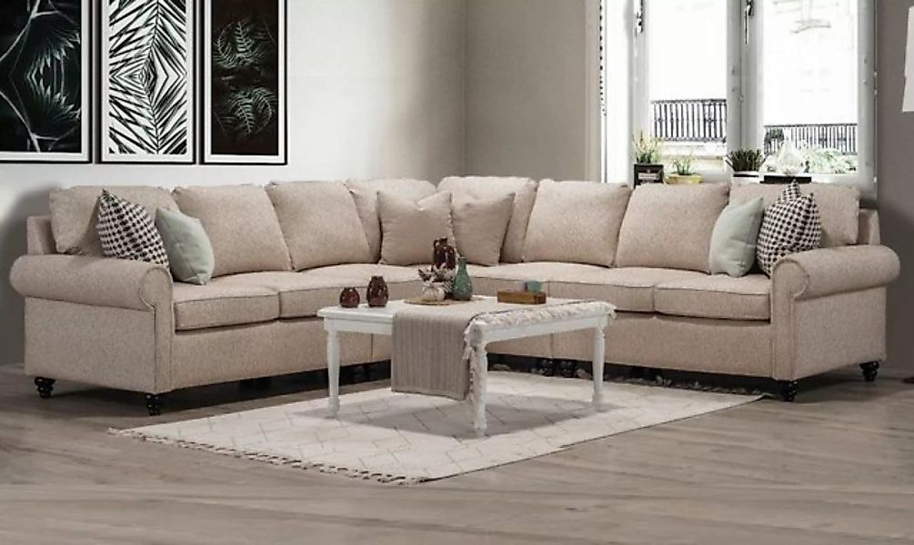 JVmoebel Ecksofa Modern Wohnzimmer Ecksofa-L-Form Design Beige Luxus Sofa E günstig online kaufen
