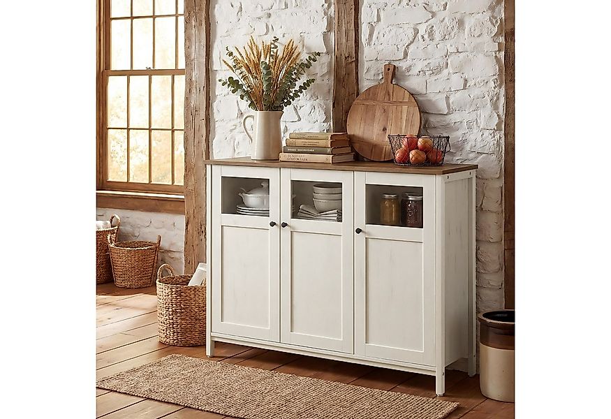 VASAGLE Sideboard Küchenschrank (Aufbewahrungsschrank, Stahlrahmen, Industr günstig online kaufen