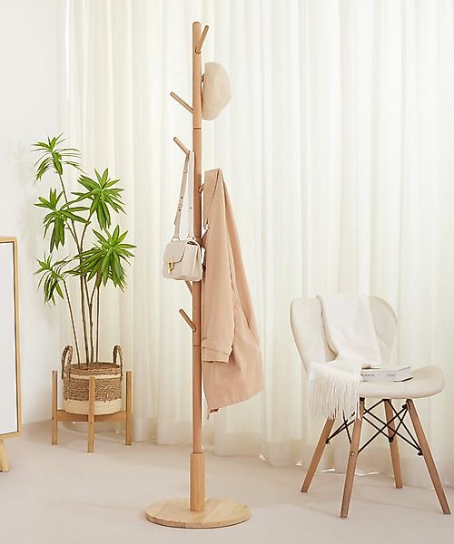 Yorbay Garderobenständer aus Buche Massivholz, Kleiderständer Baumform mit günstig online kaufen