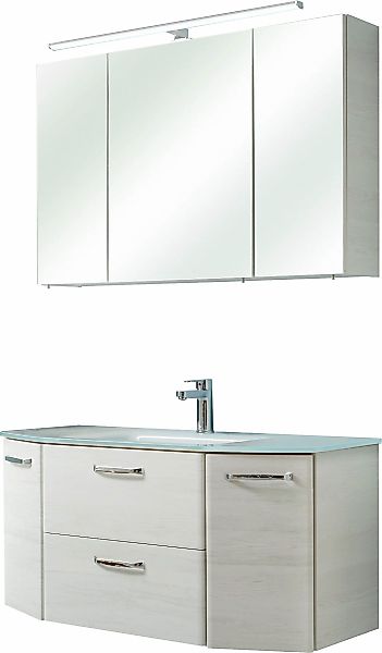 Saphir Badmöbel-Set "Quickset 2-teilig, Glas-Waschtisch mit LED-Spiegelschr günstig online kaufen