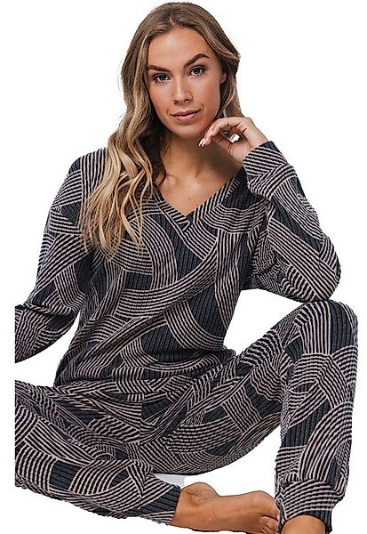 Pastunette Schlafanzug Damen Flanell Pyjama mit Bündchen (2 tlg) Modisches günstig online kaufen