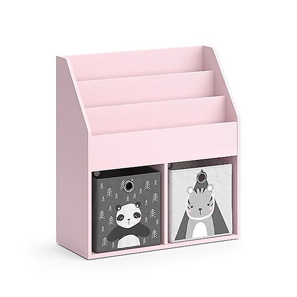 Vicco Bücherregal Luigi, Rosa, 72 x 79 cm mit 2 Faltboxen (Panda, Tiger) günstig online kaufen