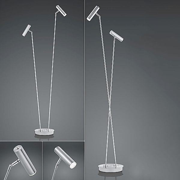 LED Stehleuchte Tom in Nickel-matt und Chrom 2x6W 1080lm günstig online kaufen