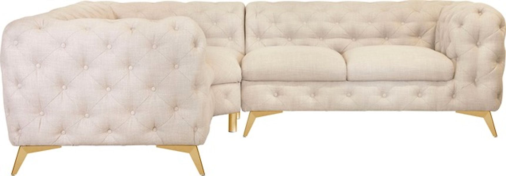Leonique Chesterfield-Sofa »Ecksofa GLYNIS L-Form mit Wellenunterfederung, günstig online kaufen