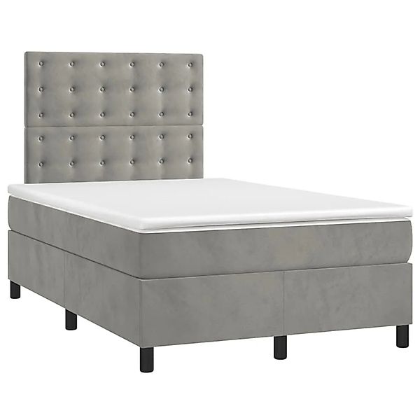 vidaXL Boxspringbett mit Matratze & LED Hellgrau 120x200 cm Samt 3136353 günstig online kaufen