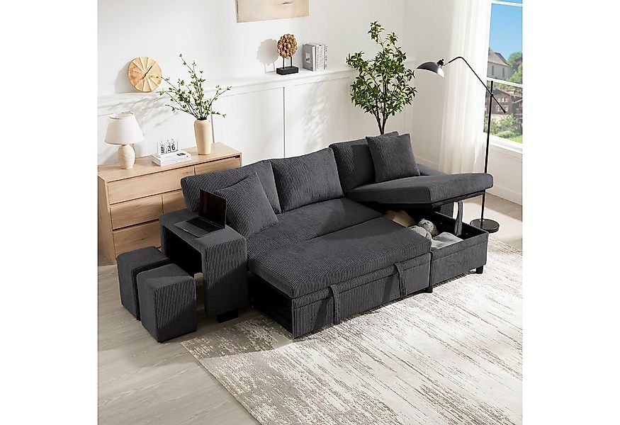 Merax Ecksofa L-förmiges Sofa Schlafsofa mit Schlaffunktion, umbaubares Eck günstig online kaufen