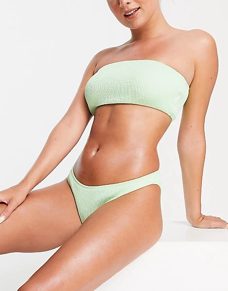 Cotton:On – Brasilianischer Bikinislip mit Raffung in Minzgrün, Kombiteil-B günstig online kaufen