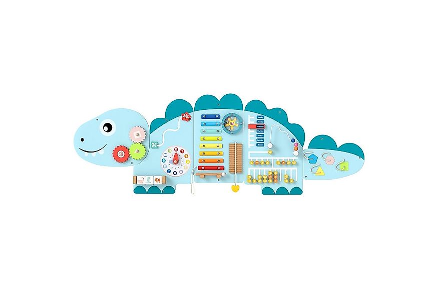 COSTWAY Motorikbrett, Dinosaurier Aktivitätswand, 11-in-1 Holz-Wandspielzeu günstig online kaufen