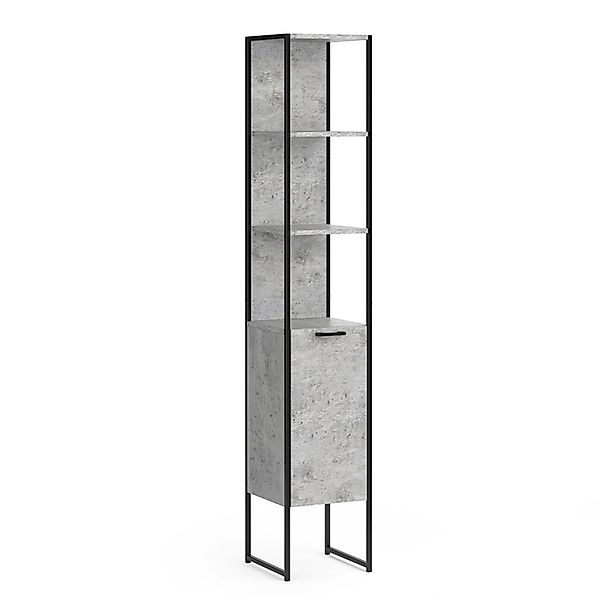 Vicco Badschrank Fyrk Beton/Schwarz 33 x 185 cm günstig online kaufen
