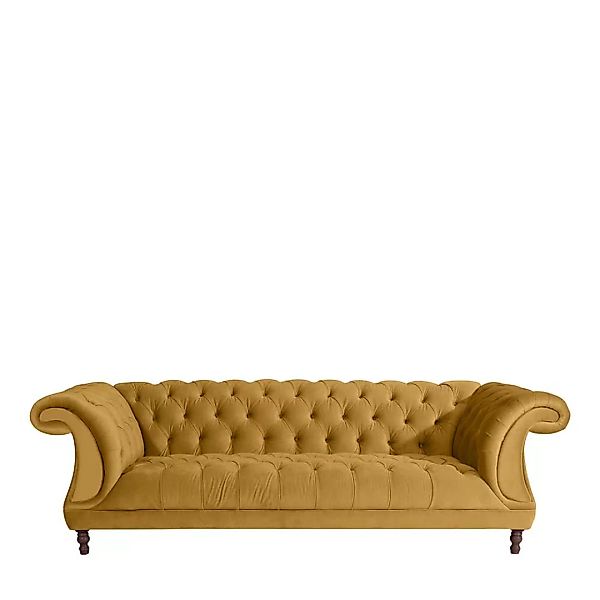 Sofa mit Steppungen Barock in Gelb und Nussbaumfarben 253 cm breit günstig online kaufen