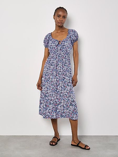 Apricot Midikleid Aquarellfarbenes geblümtes Kleid, mit günstig online kaufen
